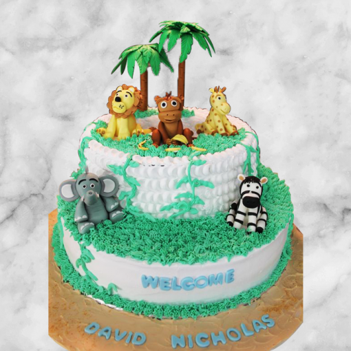 2 Tier Jungle Theme Birthday Cake