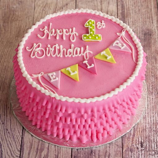 Pink Flora First Birthday Cake