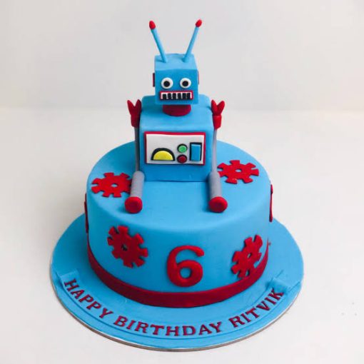 Robot Theme Birthday Cake