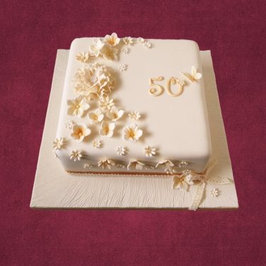 Elegant Floral Square Cake