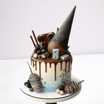 Chocolate Ice Cream Theme Drip Cake